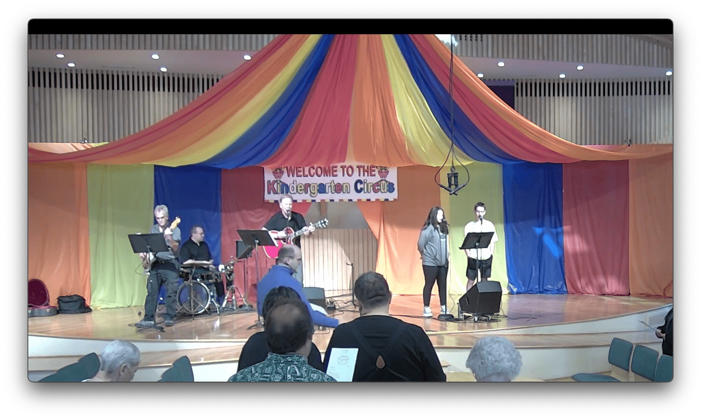 Praise band on stage, Sunday March 17th, 2024