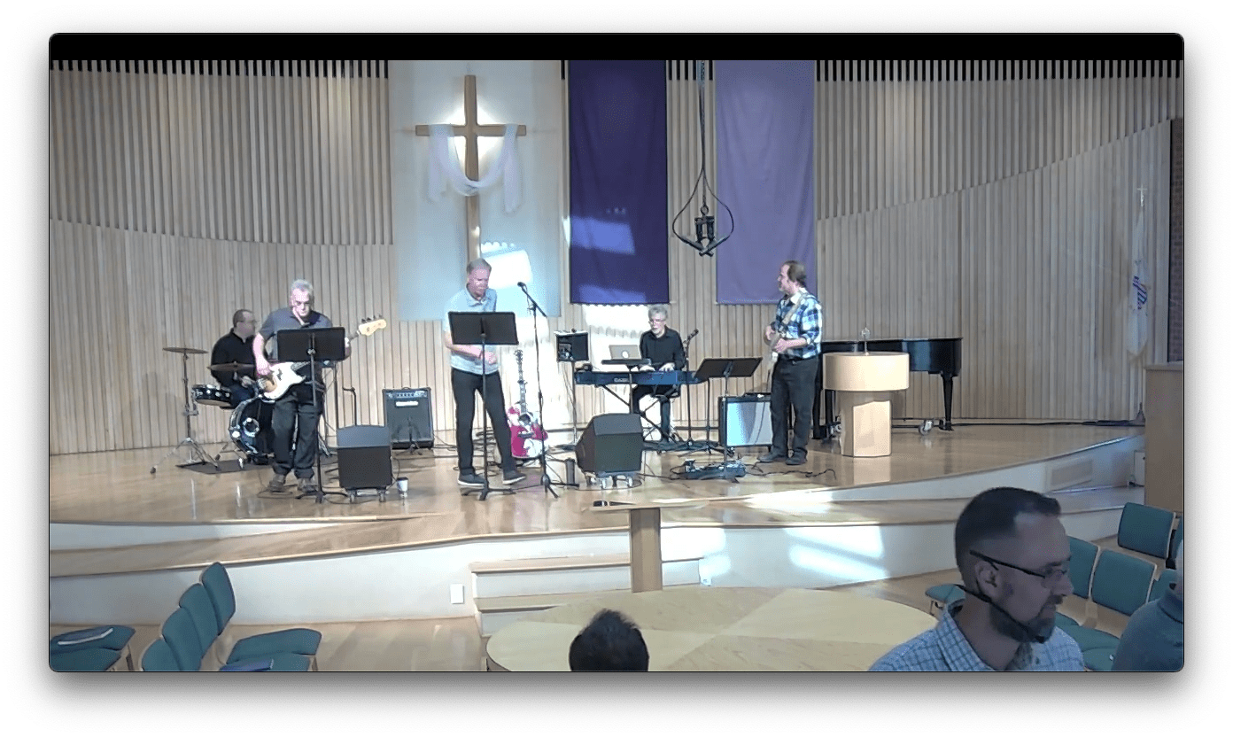 Praise Band on stage, Sunday April 21st, 2024