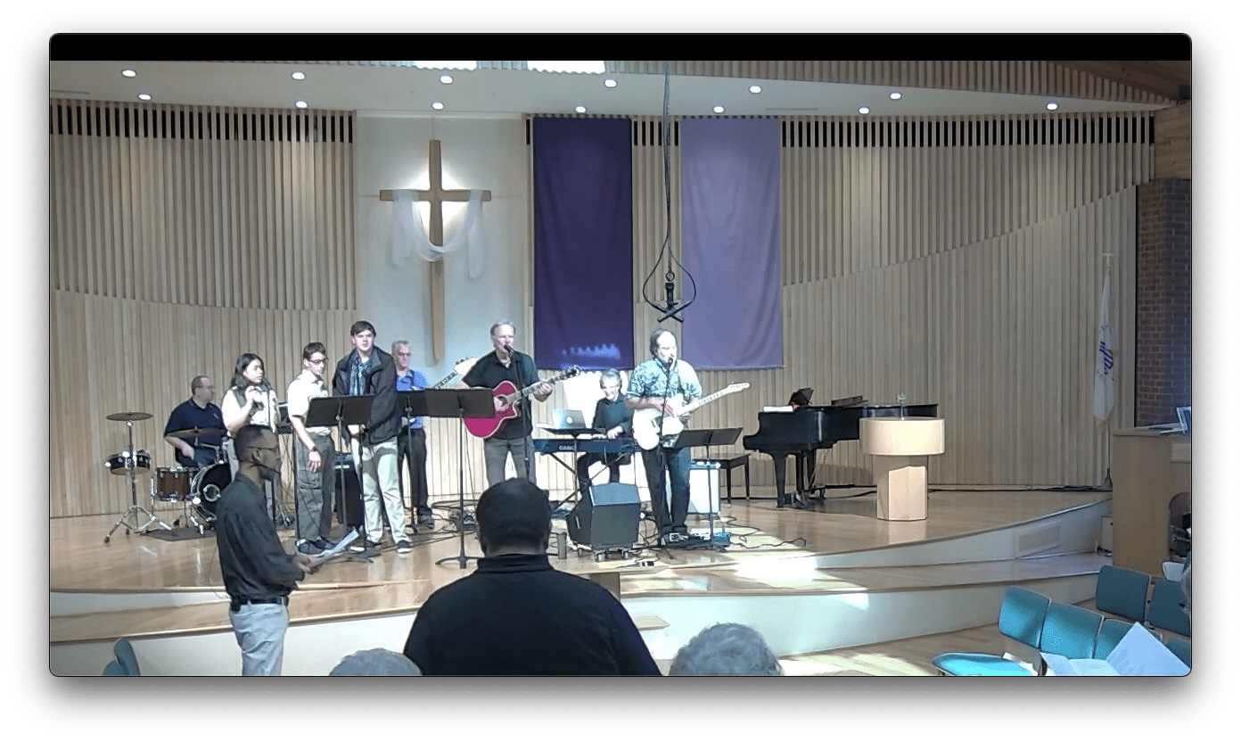 Praise Band on stage, Sunday April 28th, 2024